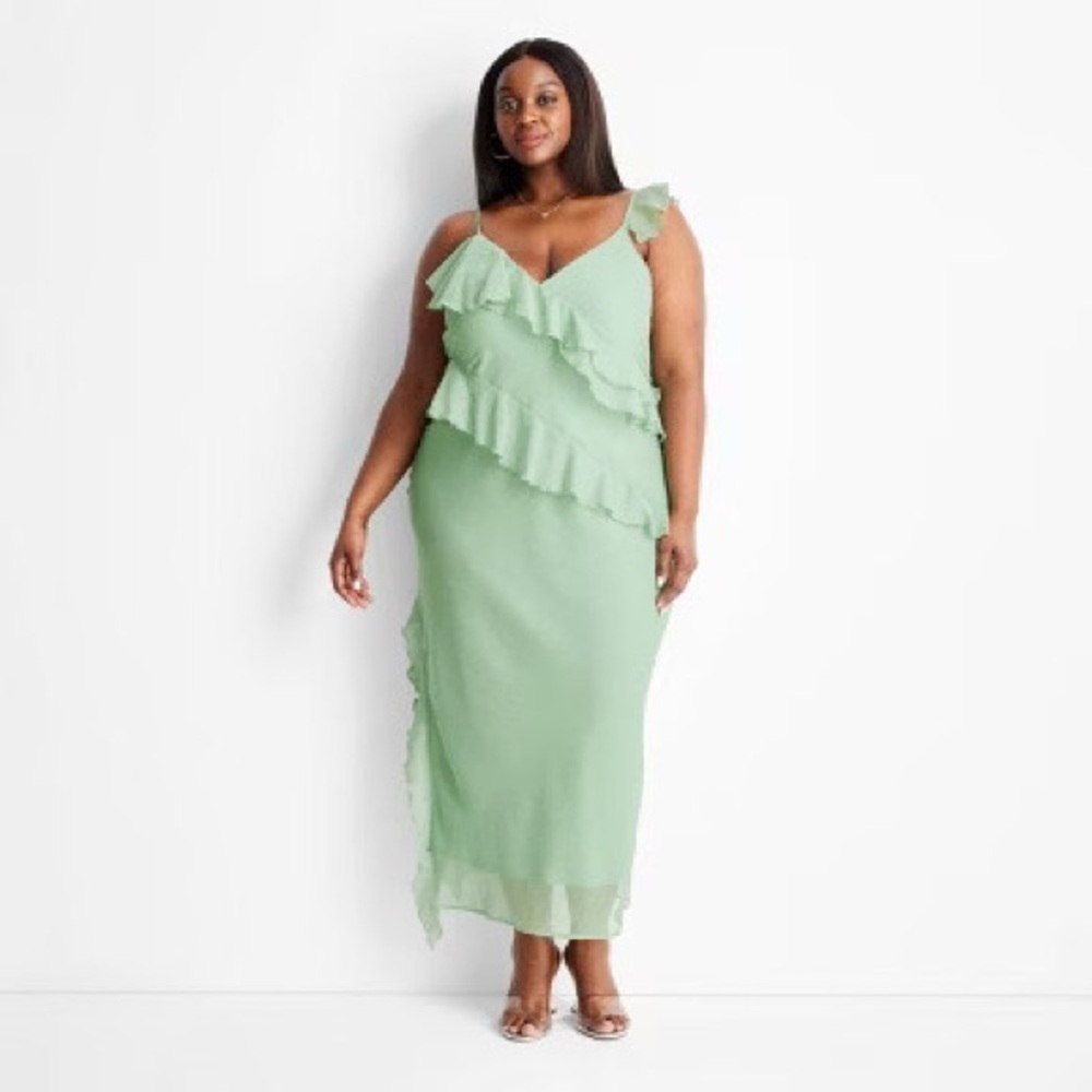 Plus Size (3X) Future Collective Ruffled Maxi Dress